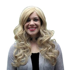 Blonde Curly Wig, Long Feminine Style for MTF, Transgender, Crossdresser