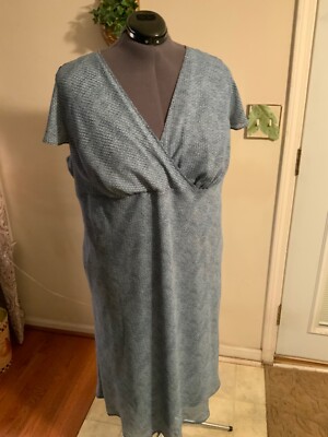 Venezia Womens Plus Dress 26 /28 Blue Split Flutter Sleeves Fully Lined