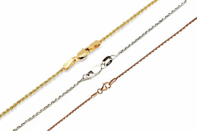 14k Solid Rose White Yellow Gold Rope 1mm Chain Necklace Size 16"-30 ...