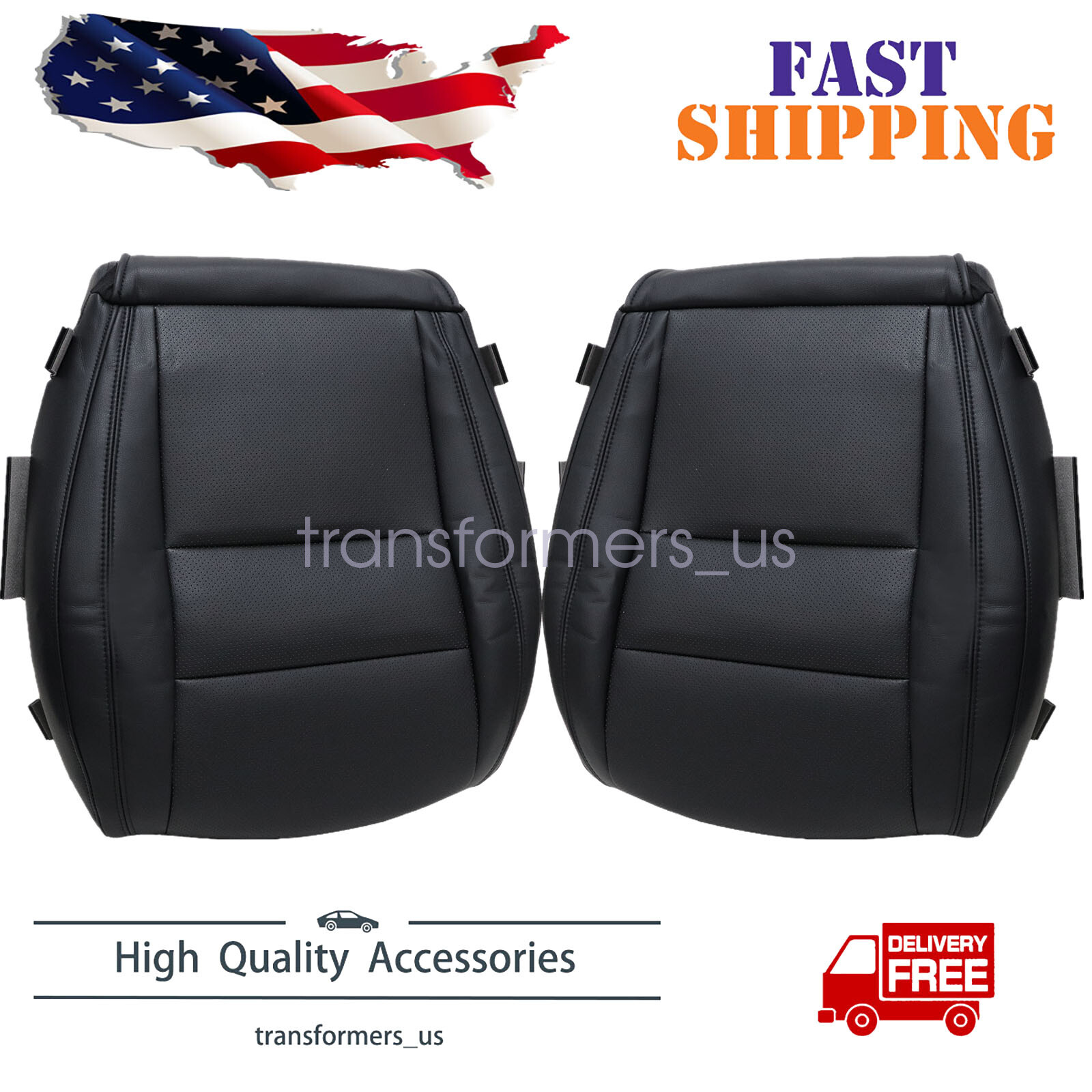 2x Driver & Passenger Bottom Seat Cover Black For 2011-16 Jeep Grand Cherokee