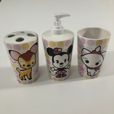 New 3 Piece Disney Cuties Bath Accessory Set, Minnie, Bambi, Marie - Very Rare
