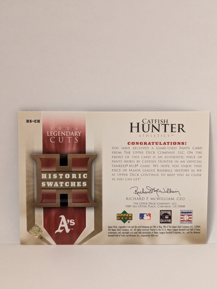 2004 CATFISH HUNTER YANKEES GU PANTS SP LEGENDARY CUTS HISTORIC