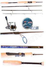Kit Canna Pesca Spinning Viaggio Fly Spin + Mulinello Kaya + Filo Trota Spigola