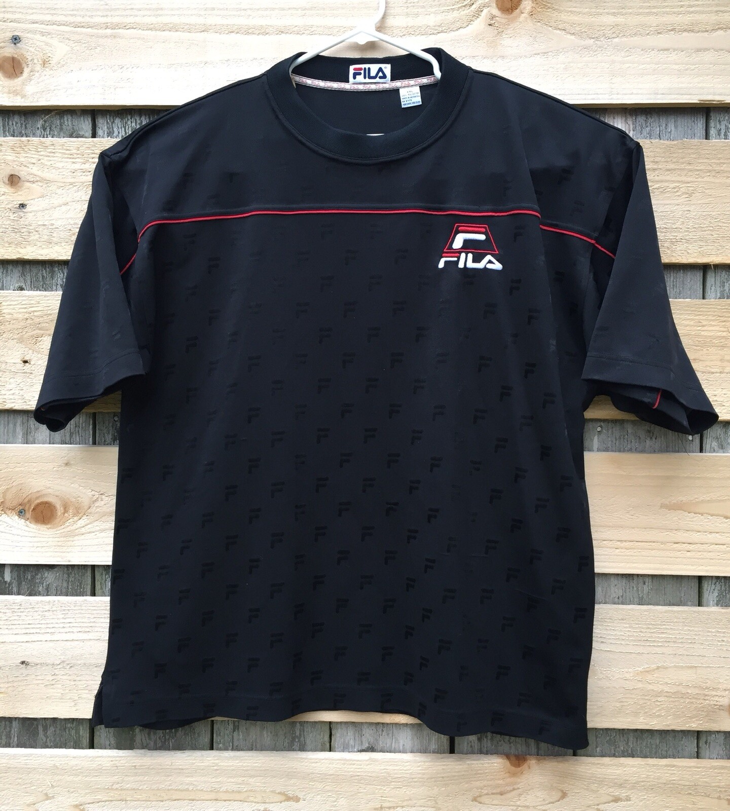 Camicia vintage Fila stampa all over uomo taglia XXL nera