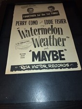 Perry Como Eddie Fisher Watermelon Weather Rare Original Promo Poster Ad Framed!