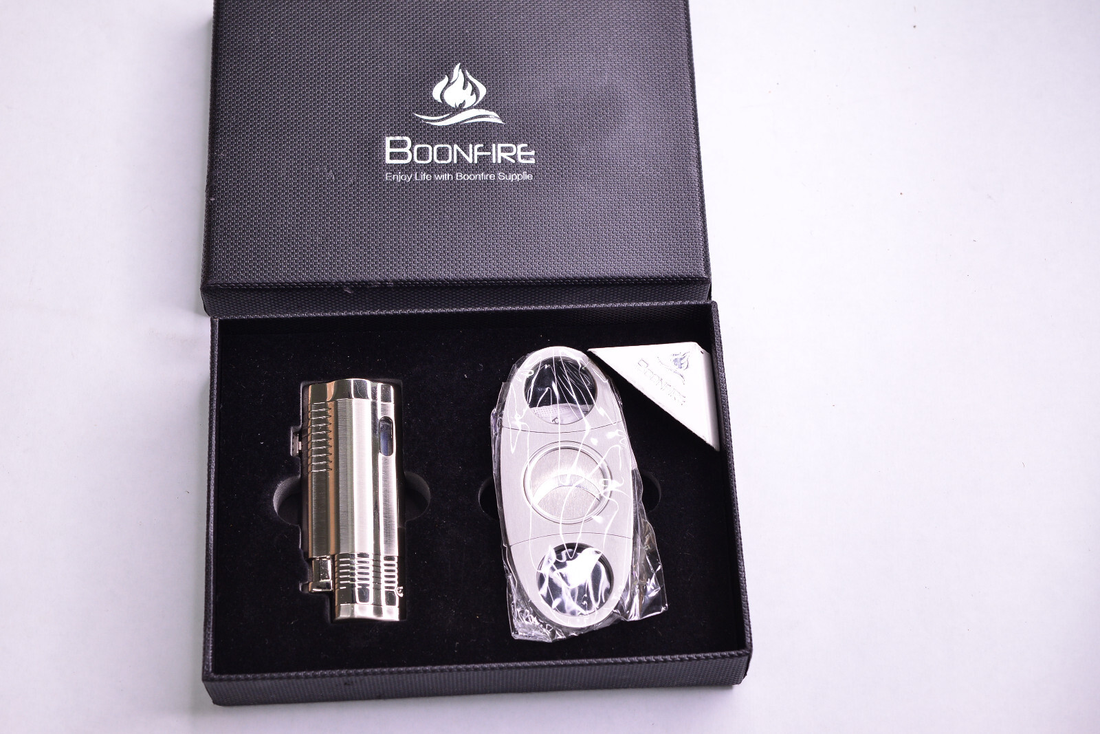 BOONFIRE Cigar Set (Lighter And Cutter) - Stainless Steel - 