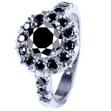 3 Ct Black Color Round Cut Moissanite Engagement Ring 925 Sterling Silver Size 9