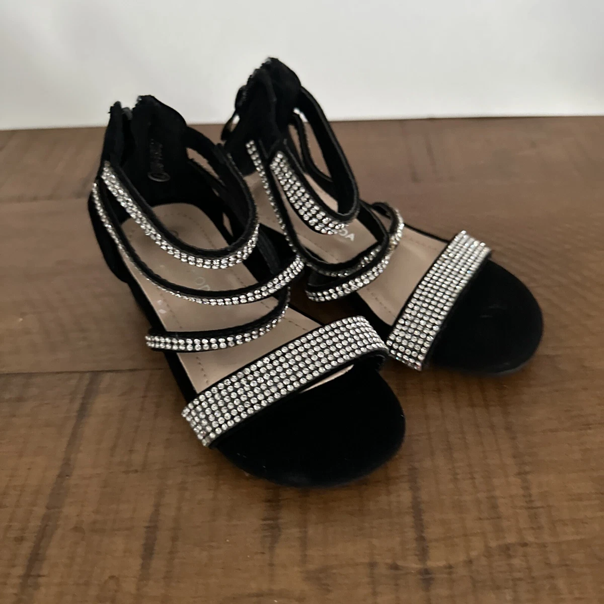Black rhinestone clearance gladiator sandals