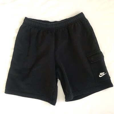 Nike NSW Sportswear Club Fleece Cargo Shorts Black Swoosh Mens Large CZ9956 010