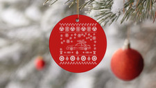 1988 Mustang Ugly Christmas Sweater Circle Ornament