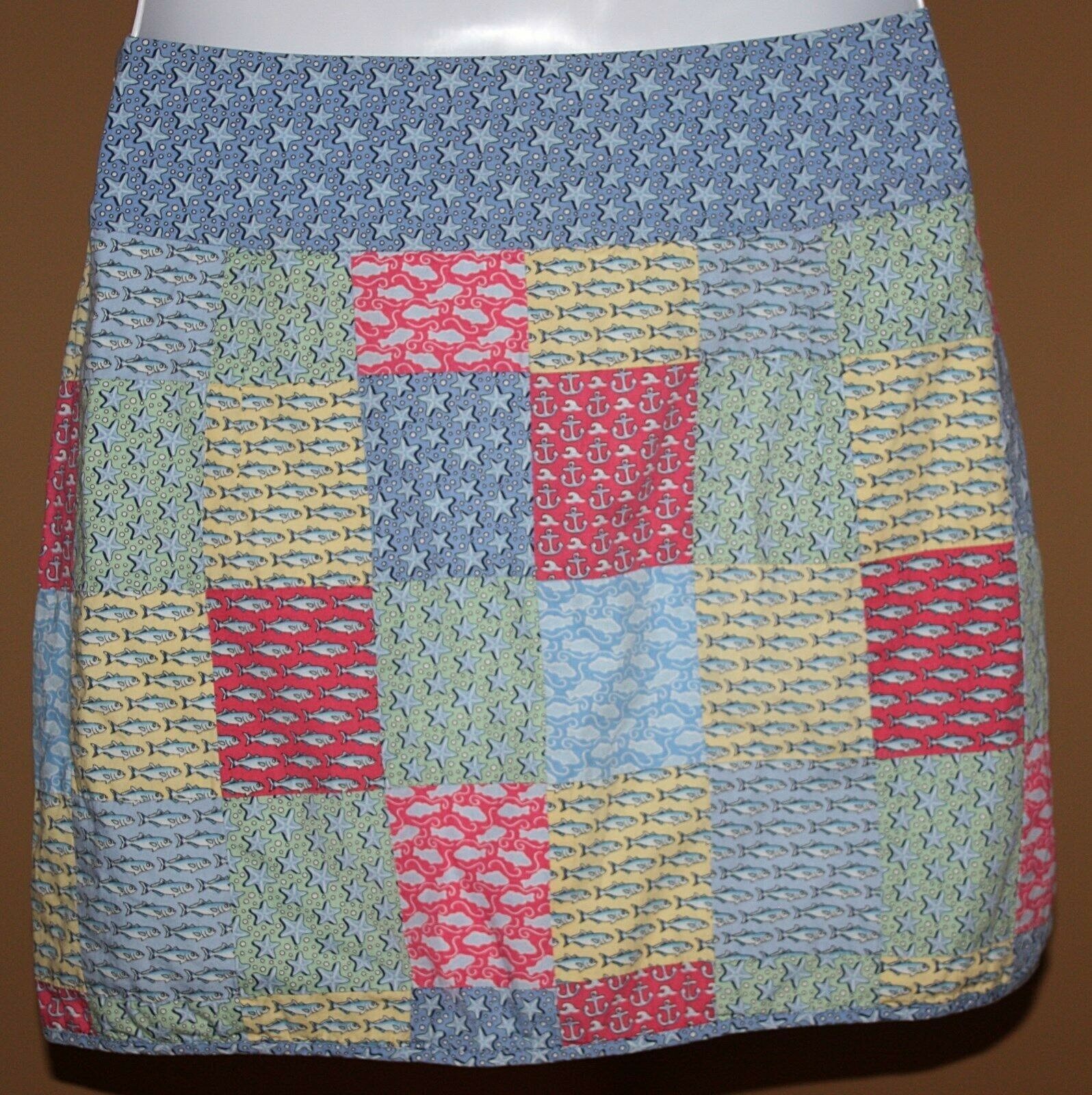 Vineyard Vines Blue Multi Patch Cotton Skirt Fish… - image 3