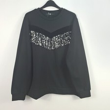 V by Very- NEW - Sequin and Velvet Chevron Sweat - Black - UK 10