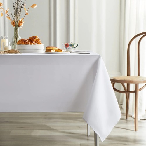 Tovaglia bianca in poliestere tovaglia decorativa tessuto lavabile copritavolo - Foto 11 di 17