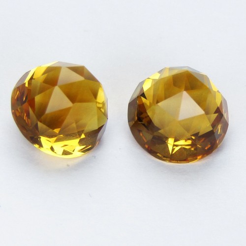 4.92Cts Endearing Natural Citrine 8mm Round Fancy Cut Matching Pair Gemstones - Picture 4 of 4