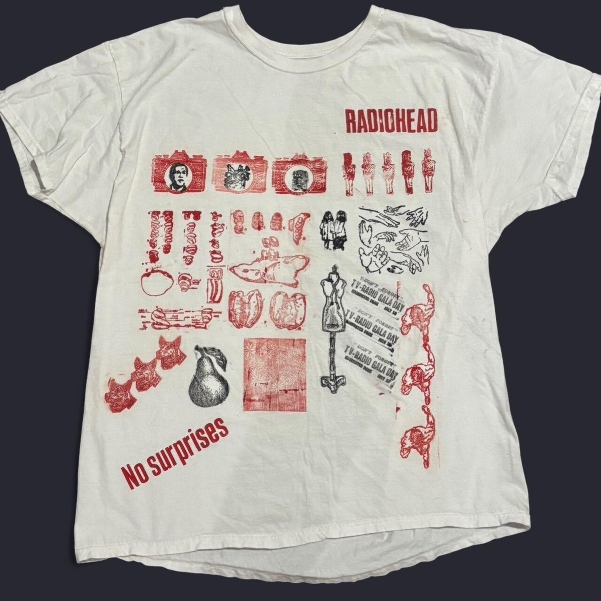 Vintage radiohead no surprises rock tour concert short sleeve