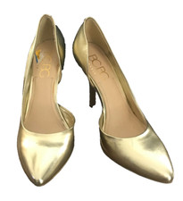 BCBG Paris Gold d'Orsay High Heels, Shiny gold Size 8 B, 3.5-4" heel