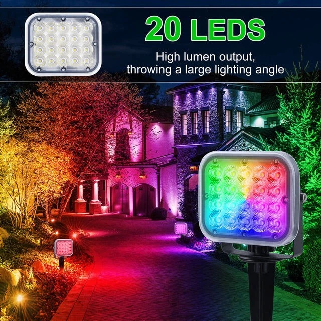 6 PIEZAS LED RGB Color Focos Luces Paisaje Jardín Camino Lámparas de Pared Foto 3 de 4