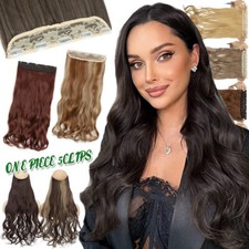 One Piece Clip In Real As Human Hair Extensions Half Full Head Brown Blonde USA