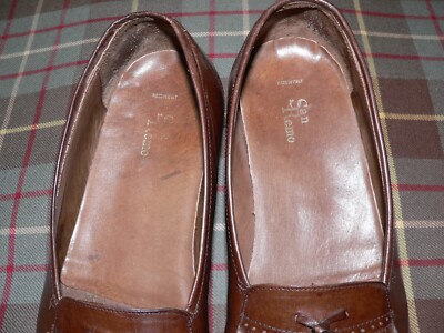 San Remo Brown Leather Kiltie Tassel Loafers, Italy, Size  display picture 3
