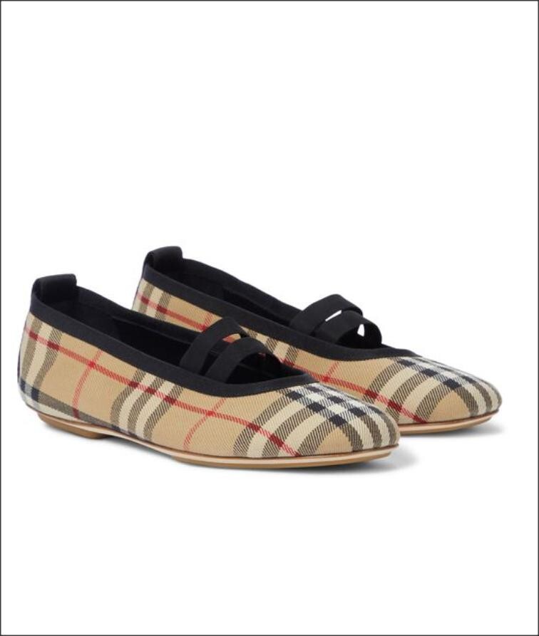 New Auth BURBERRY Shoes Flat Ballerina Grace Women Logo Check Canvas EU37 NWOB thumbnail 20
