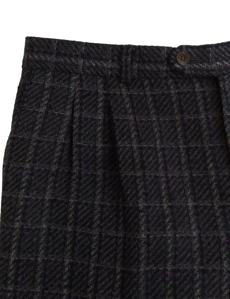 Vintage Bloomingdales Via Europa Purple Flecked Gray Plaid Check Pants 35X33 - Image 4 of 4