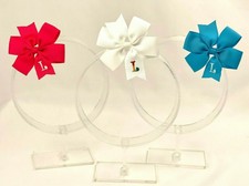 3 Personalized Hairbows Lot, Girls Monogram, Rainbow, Turq, Hot Pink - Initial l