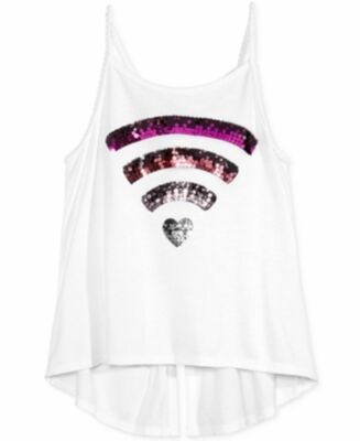 Epic Threads Girls Juniors Sequin Graphic Tank Top White Large