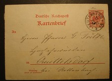 DR 1897: Kartenbrief K 2 mit  10 Pfg karmin Leutenberg n Quittelsdorf