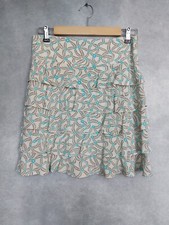 REISS SKIRT 8, TIERED SILK MINI,  IVORY /BLUE