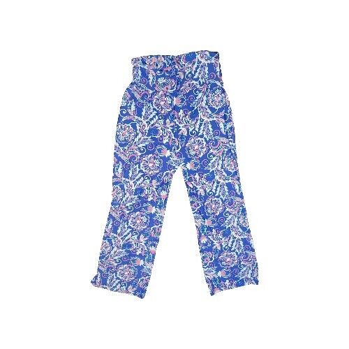 Coolibar Rio Palazzo Pant Size L Blue Print Wide Leg Stretch Beach Travel Cruise