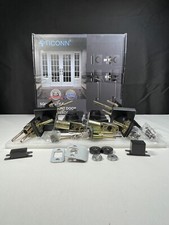 Ticonn Black Heavy Duty Square Style Double Front Door Handle Deadbolt Set