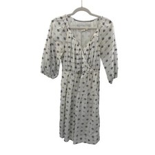 by Anthropologie Marcie Textured Tunic Dress Womens XS White Blue Pockets Lined