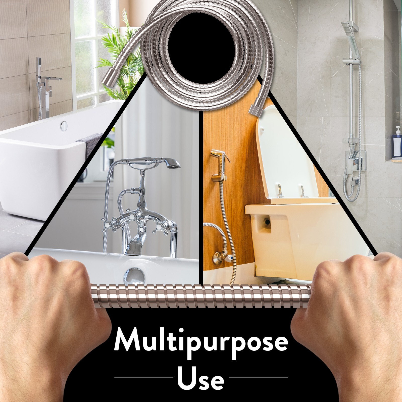 Shower Hose 1.75m Stainless Steel Bath Taps Washers Connector Flexible Chrome UK eBay