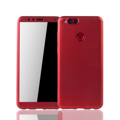 Handyhülle Schutz Case für Huawei Honor 7X Full Cover Displayschutz Bumper Rot