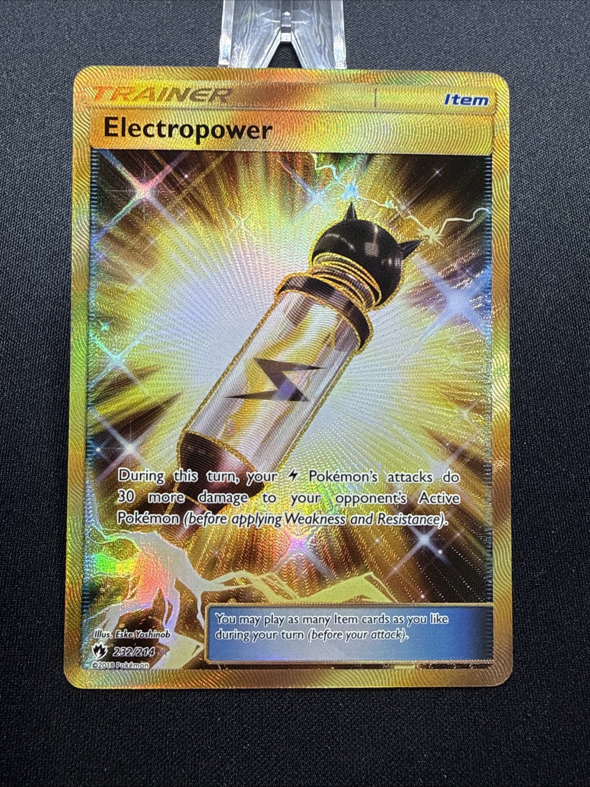 Electropower 232/214 (Gold foil Secret rare) Pokemon Lost Thunder MINT!!