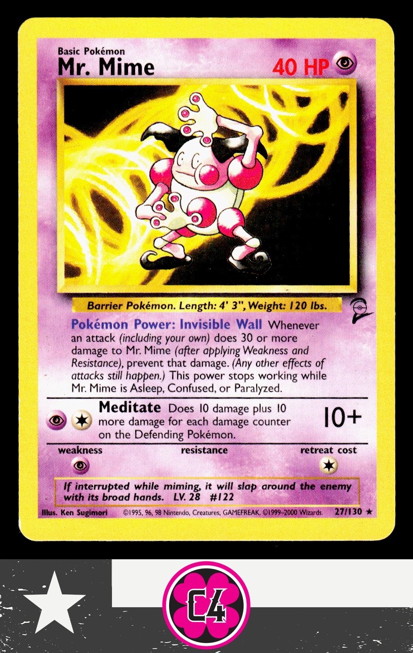 Mr. Mime 27/130 Pokemon Base Set 2 Rare Card WOTC NM