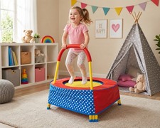 Kids Mini Trampoline with Handle Indoor Outdoor Toddler Exercise Jumper 3+