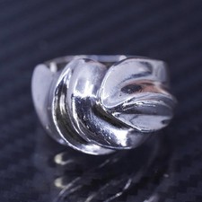 size 7, vintage sterling silver 925 handmade wide ribbed band ring