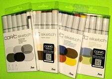 A "LOT" of 4 COPIC sketch SKETCH GREYS, PORTRAITS, PRIMARIES  EARTH ESSENTIAL