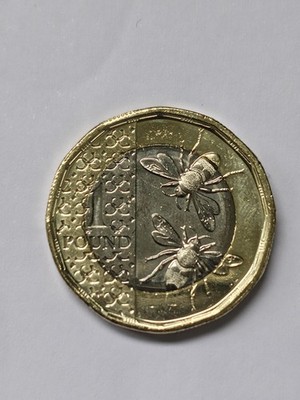 Extrem seltene 2023 King Charles III ''Bee Design'' One Pound Münze Stempelglanz