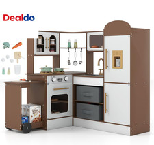 Corner Play Kitchen, Little Chef Pretend Play Kitchen W/Real Light  Sound, Pull