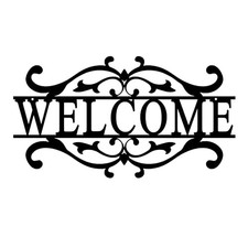 AHYS Metal Welcome Sign for Front Door Welcome Door Sign Indoor Outdoor Black