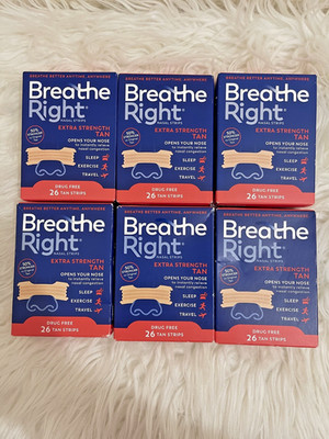 156 BREATHE RIGHT NASAL STRIPS, EXTRA STRENGTH TAN ( 6 x 26 CT BOXES ) EXP 2028