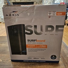 ARRIS SURFboard G34 DOCSIS 3.1 4 Gbps AX3000 Wi-Fi 6 Cable Modem Black Tested