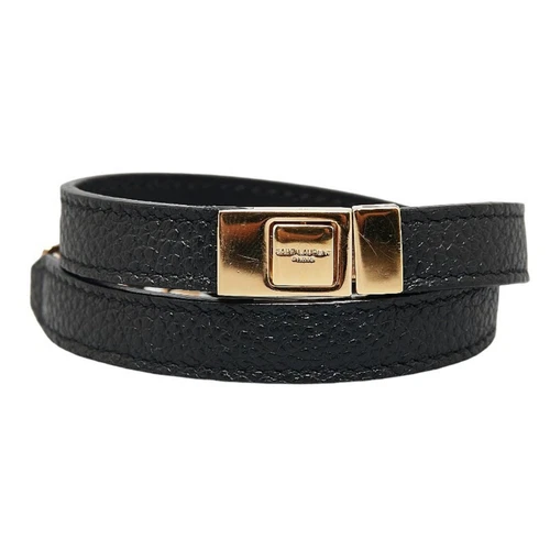 SAINT LAURENT (YSL) Bracciale YSL nero oro pelle placcata donna SAINT LAURENT GZl144hi