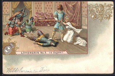 Lithographie Lohengrin No. 5 6 Sujets 1912 