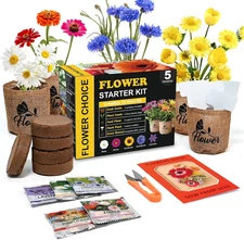 Indoor Daisy Garden Starter Kit with Gardening Tools - Jute Bags, Markers, Soil