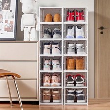 Stackable Clear Multipurpose Dustproof Cabinet Shoe Organizer 3/6 Box Shoe Rack