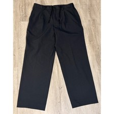 Uniqlo Mens Pleated Wide Leg Trousers Navy Blue Drawstring Pants Size M