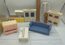 Vintage Dollhouse Furniture Mixed A Lot For Parts Or Repair, Crafts,Diorama